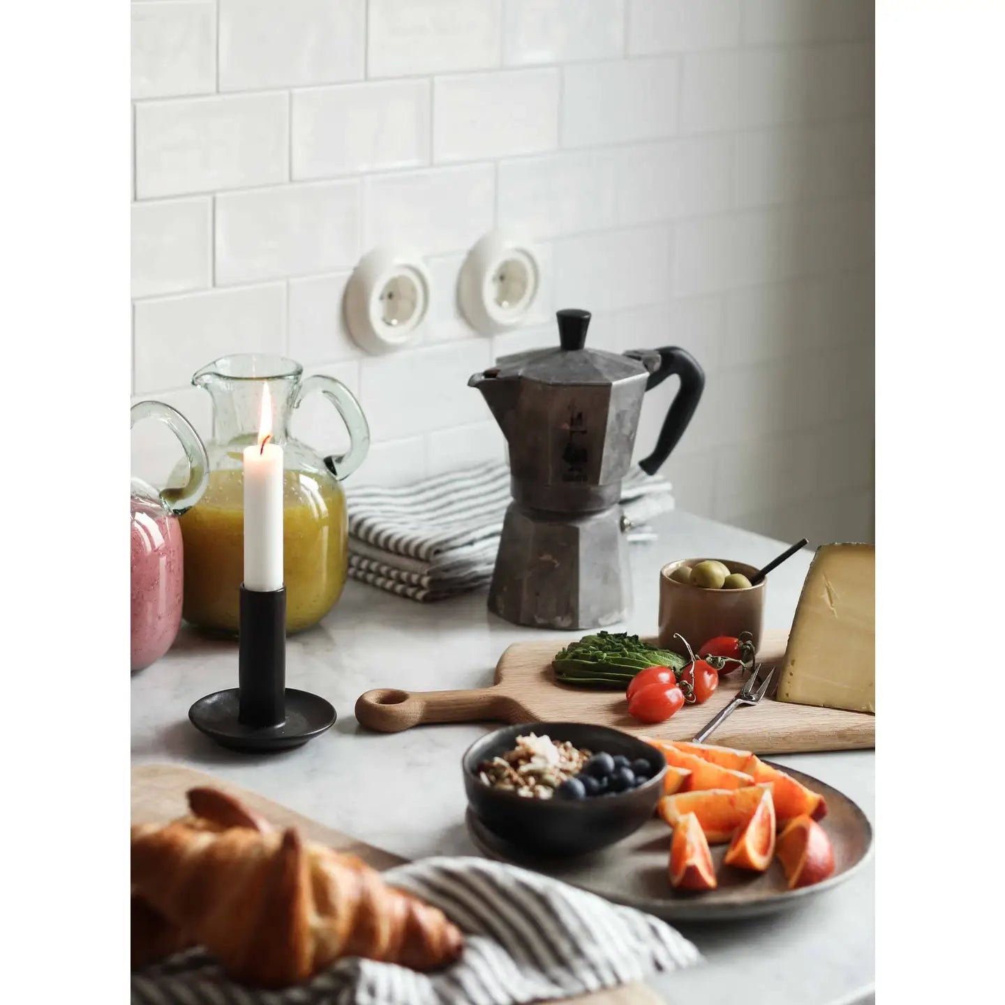 Lou Candle Holder - Dark Grey