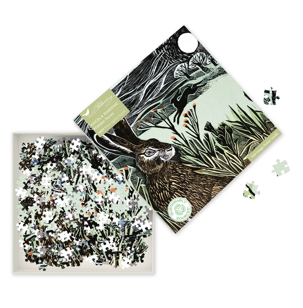 Adult Sustainable Jigsaw Puzzle Angela Harding / Hidden Hares / 1000 Piece Jigsaw Puzzles