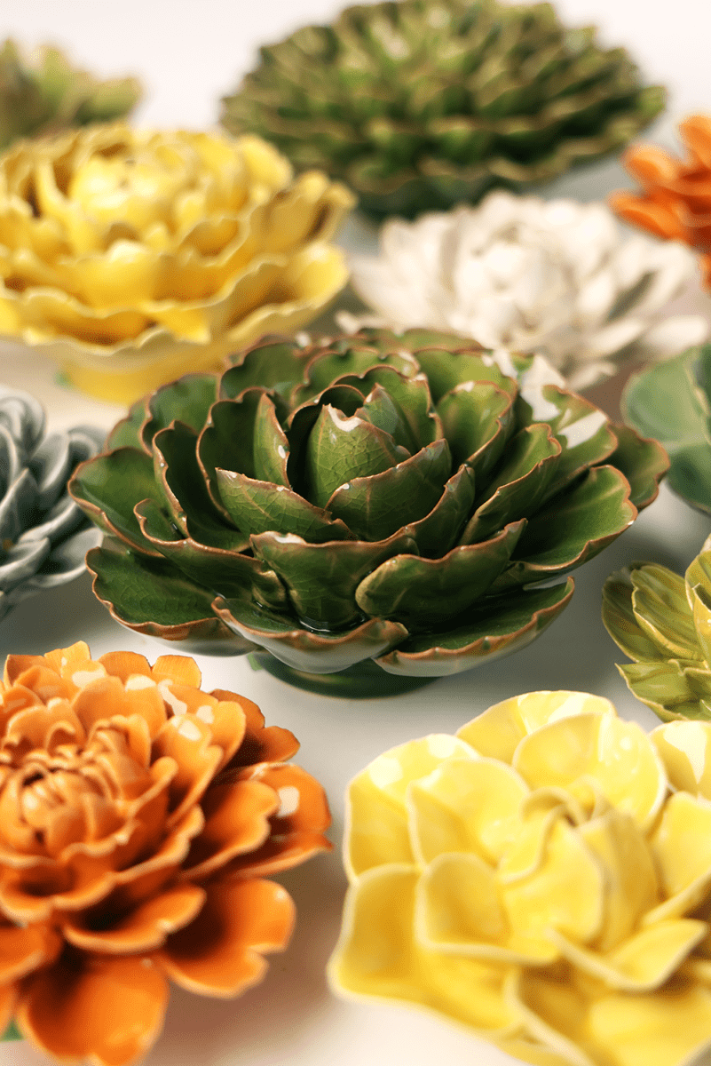 Ceramic Flower - Avocado Green Keiko Peony