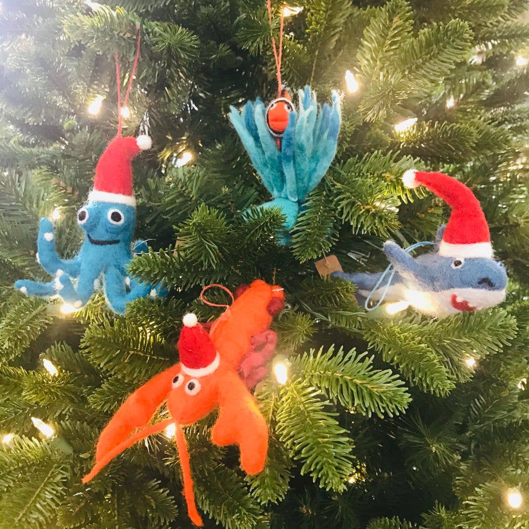 Handmade Felt Biodegradable Christmas Octopus Decoration