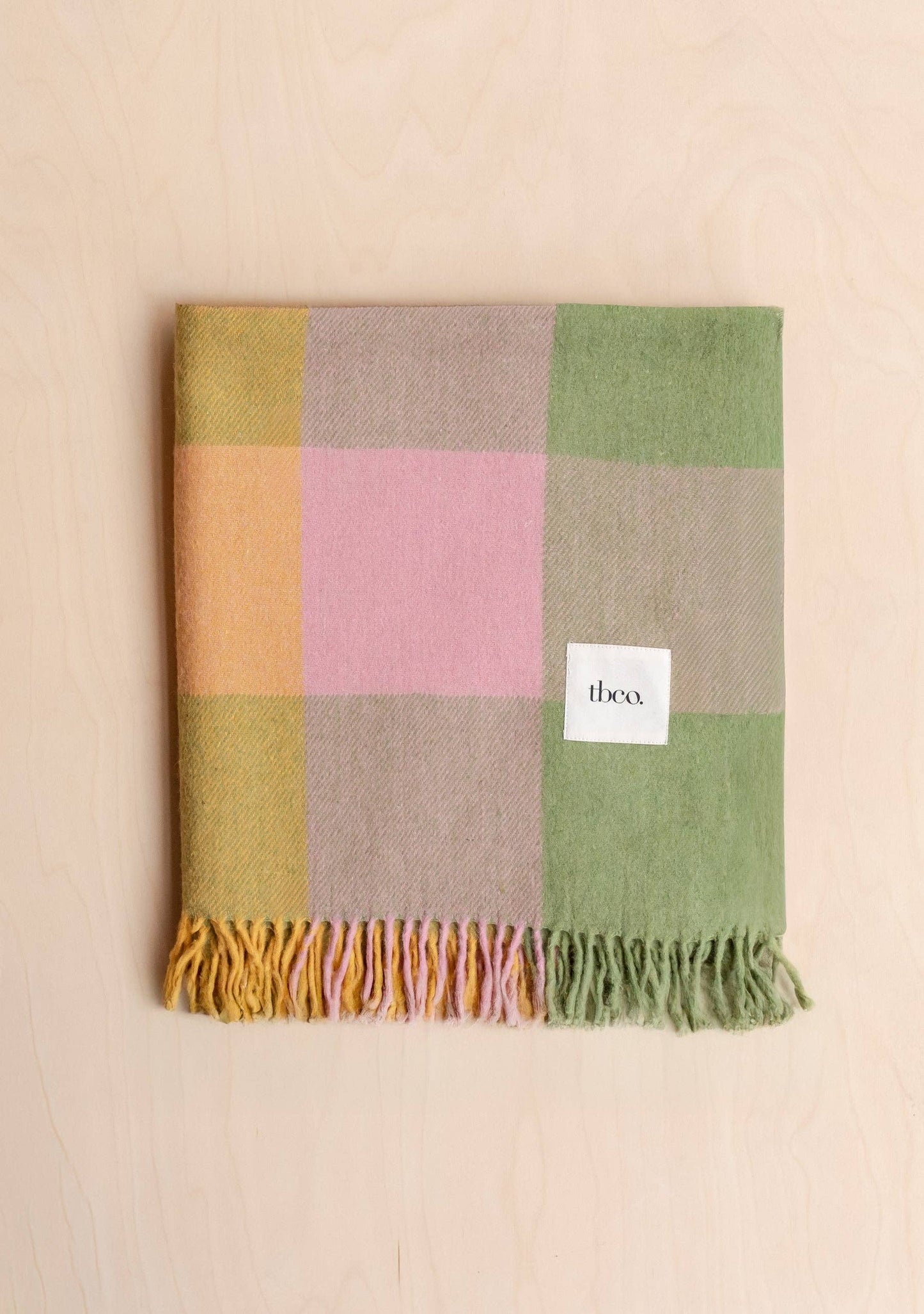 Recycled Wool Blanket in Green Bold Check
