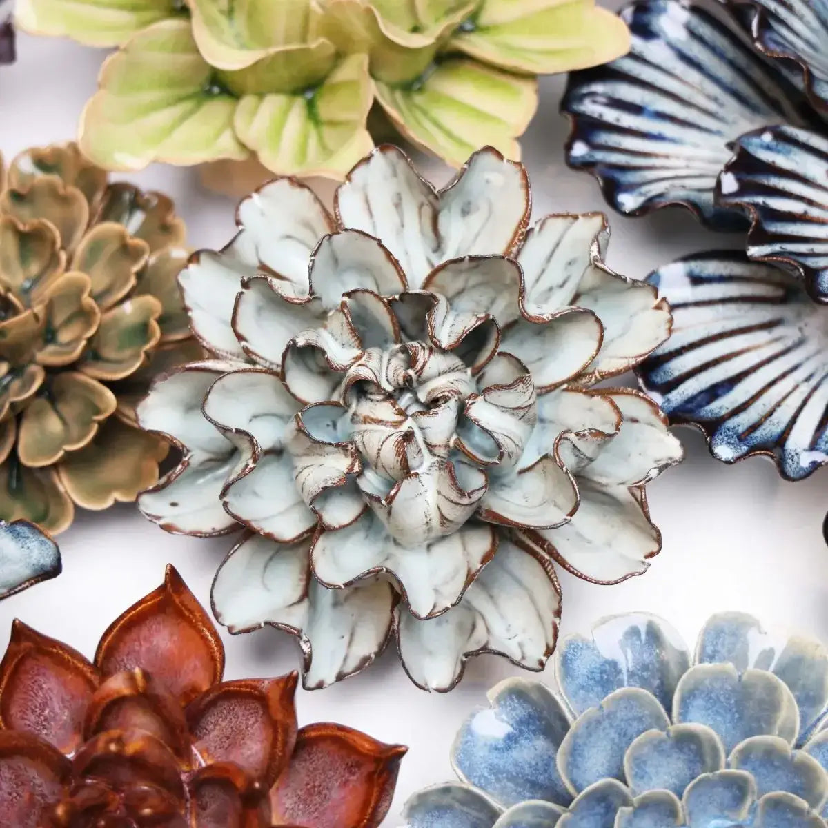 Ceramic Flower - Chocolate Mint Echo Lisianthus
