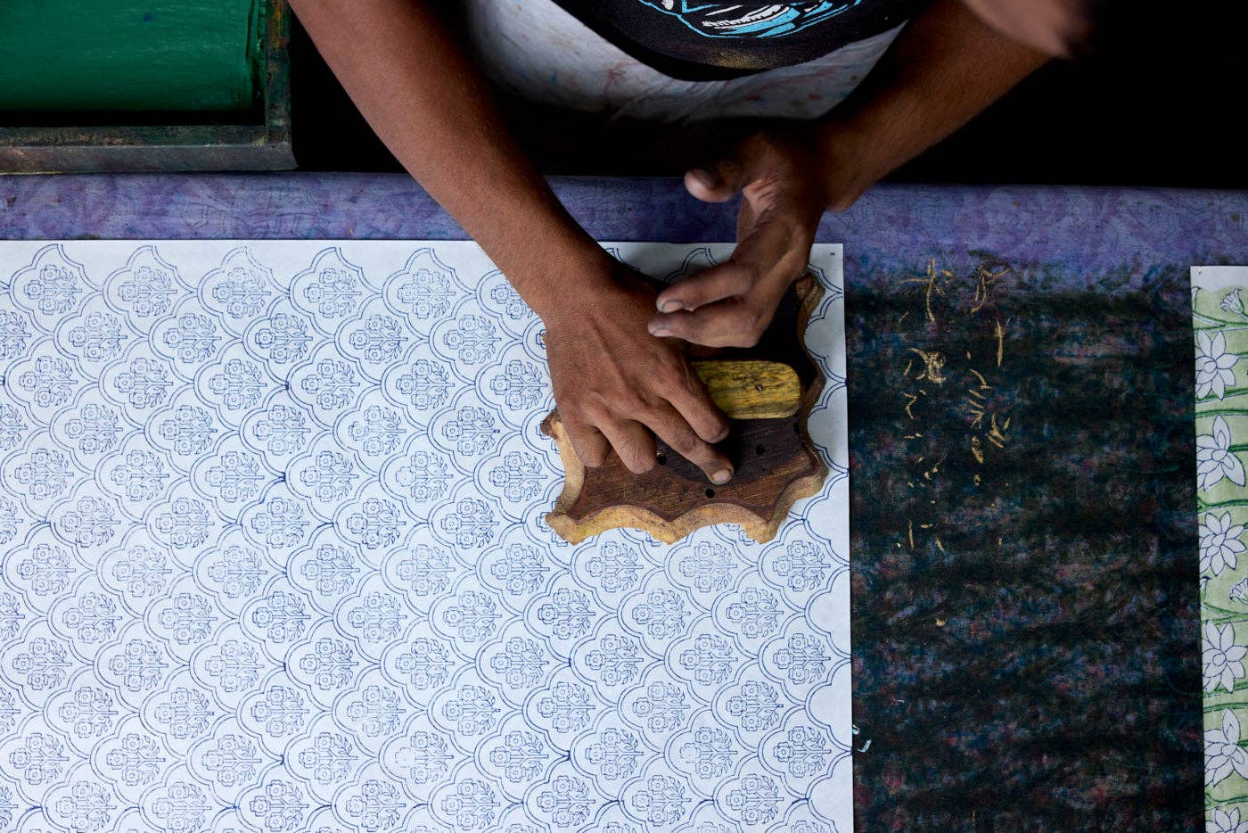 Block Printed Wrapping Paper Sheets - Trellis Pink Earth