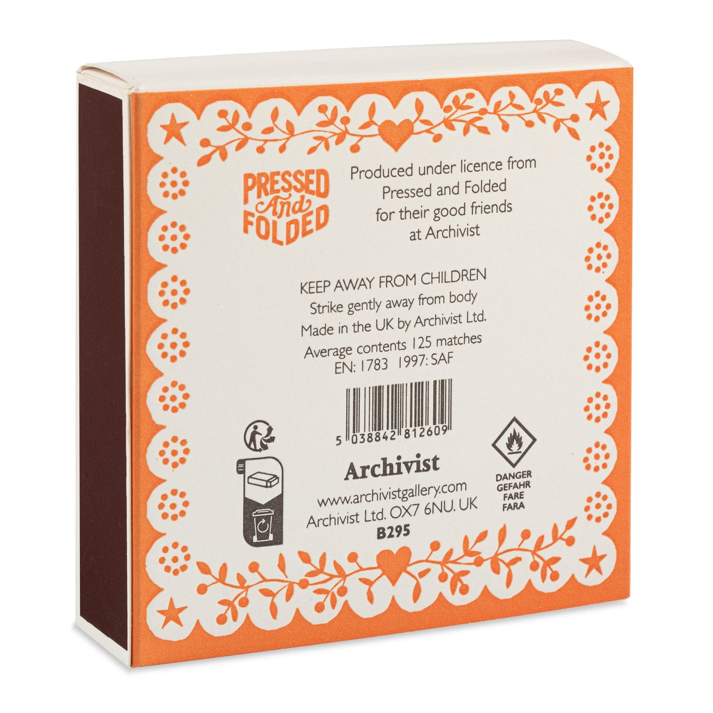 Archivist Square Box Matches - Bright Spark