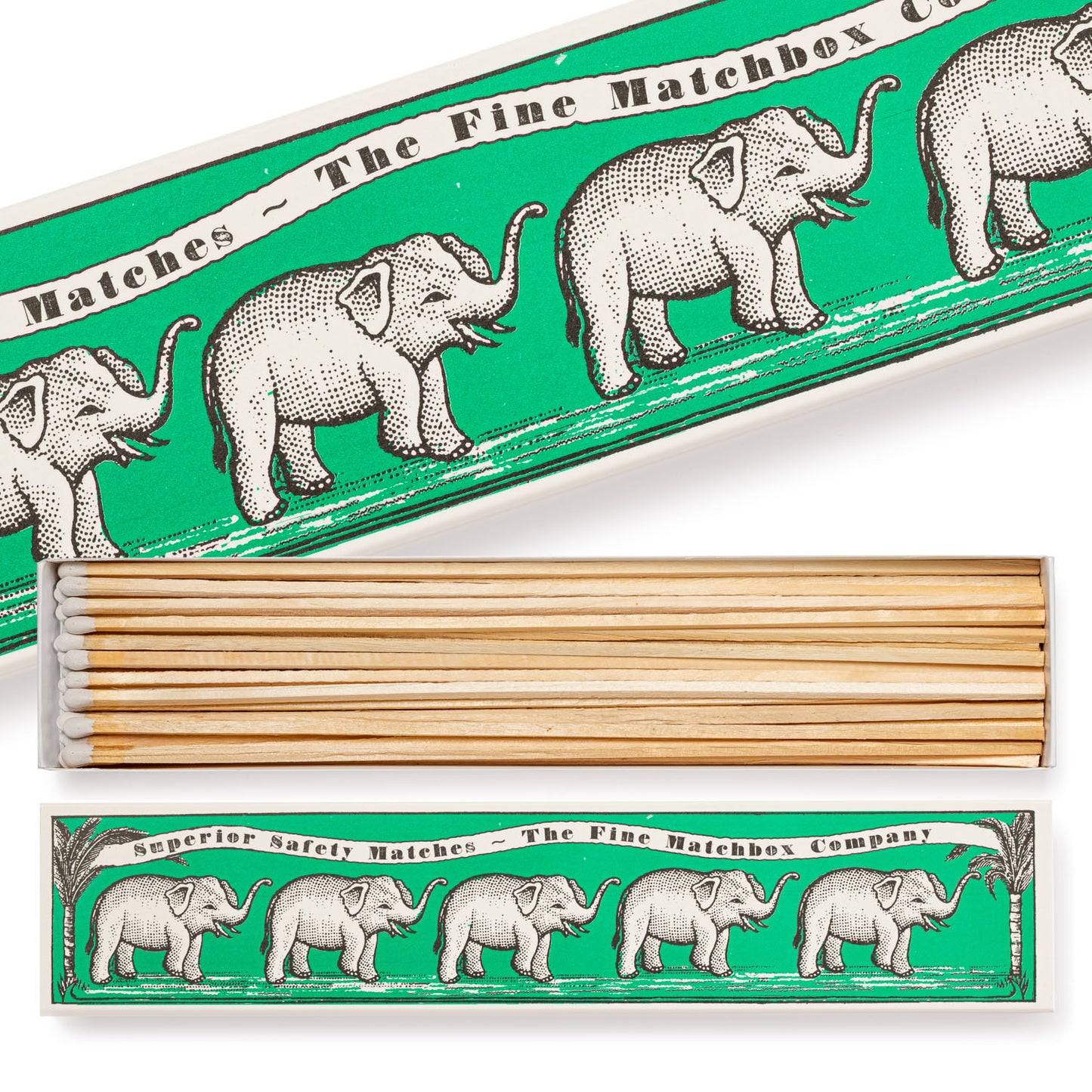 Archivist Extra Long Matches - Green Elephants