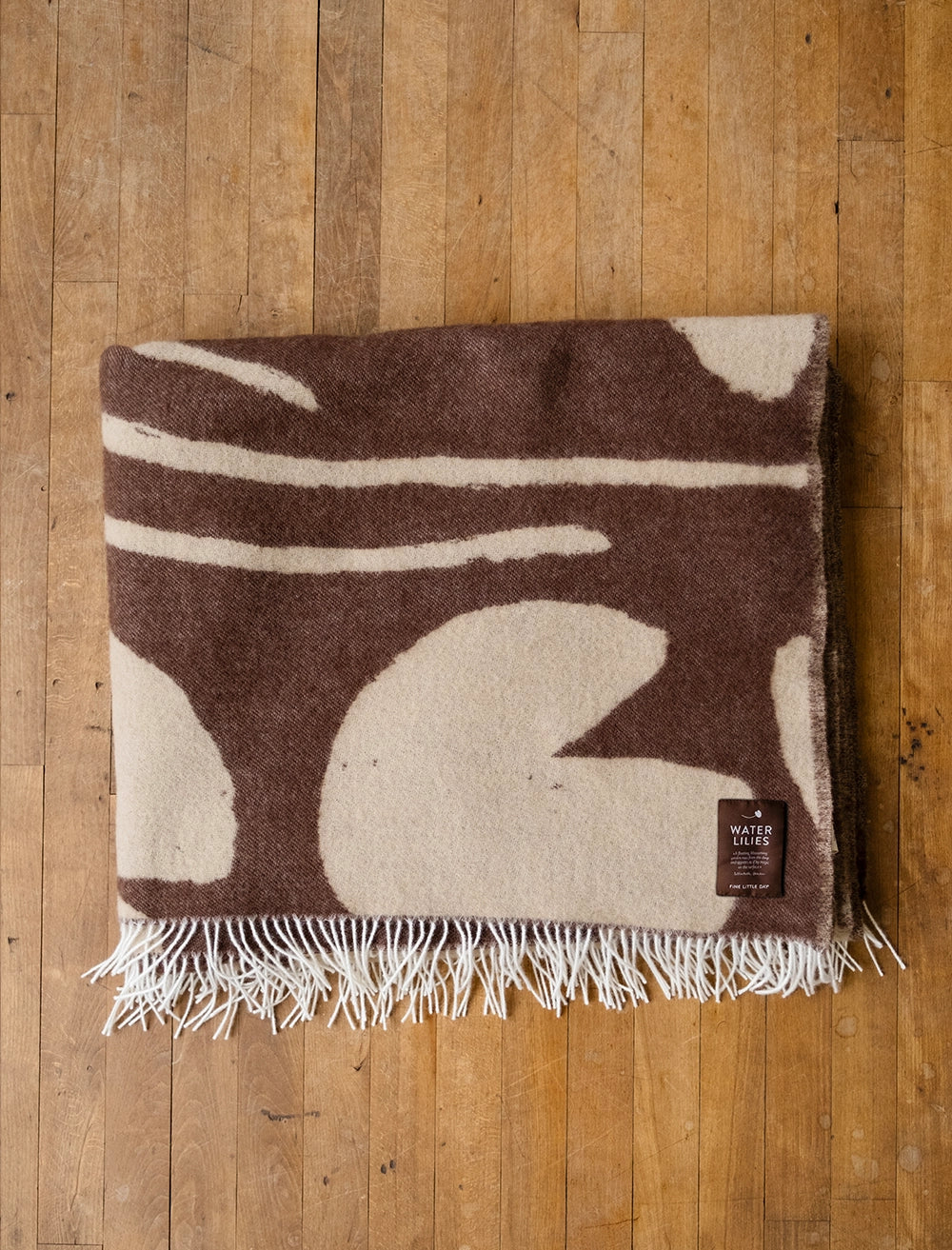Water Lillies Large Wool Blanket - Brown