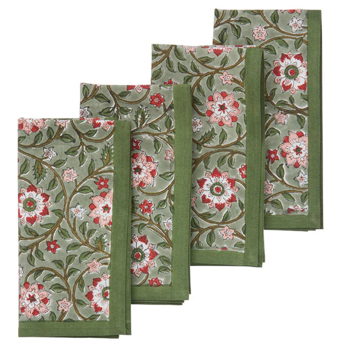 Hand Block Printed Napkins S/4 PCS Roja Fern