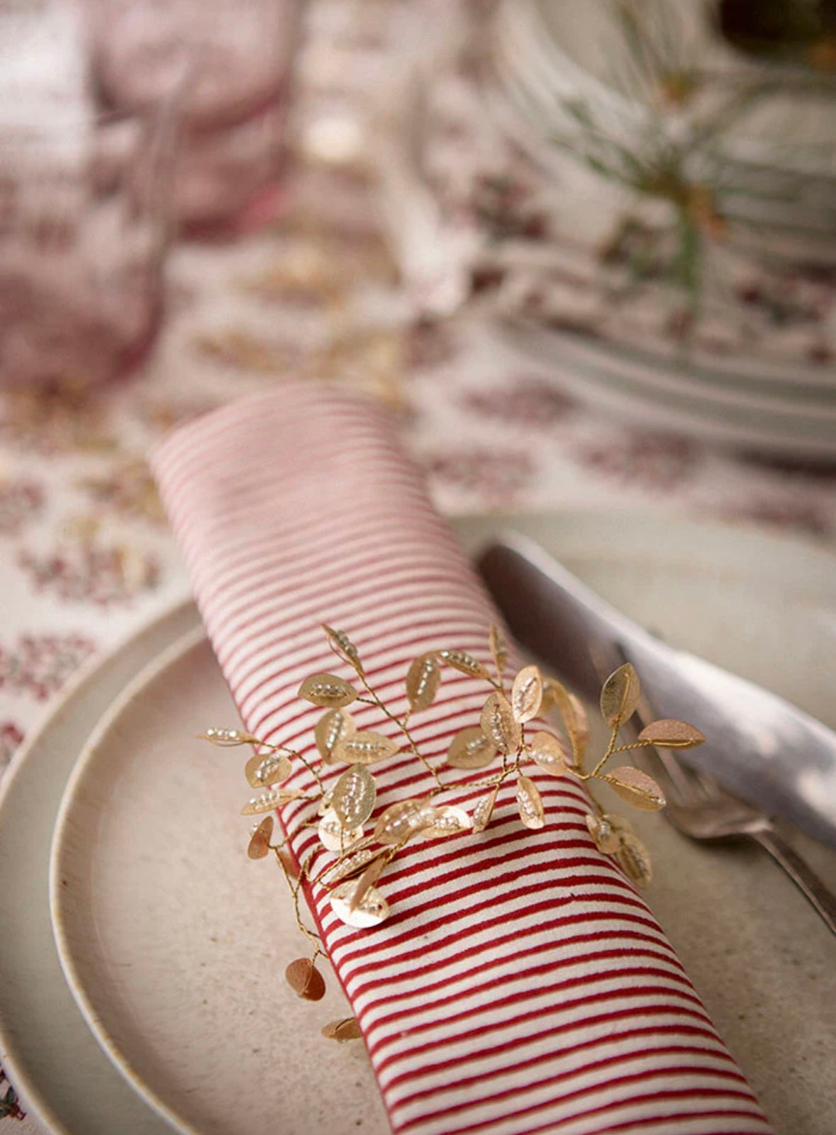 Hand Block Printed Napkins S/4 PCS Gaya Scarlet