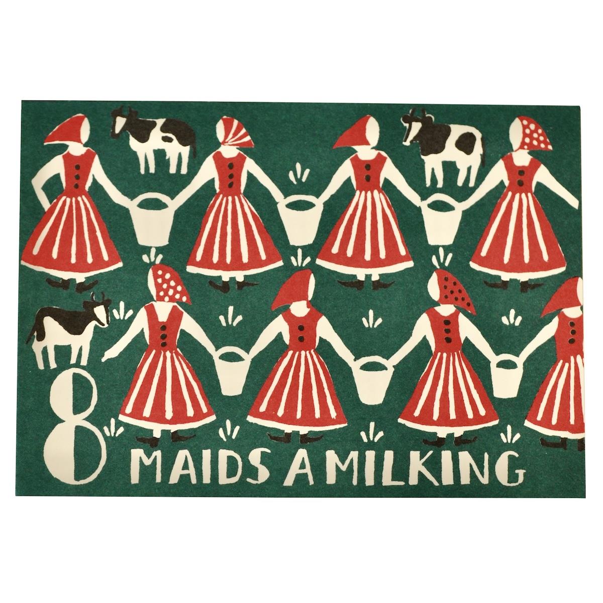 Cambridge Imprint Card Eight Maids A-Milking
