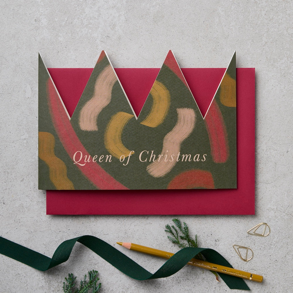 QUEEN PAPER CROWN CHRISTMAS CARD