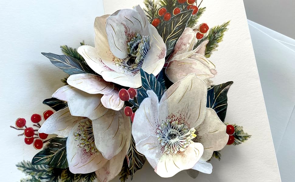 Christmas Rose Pop Up Greetings Card