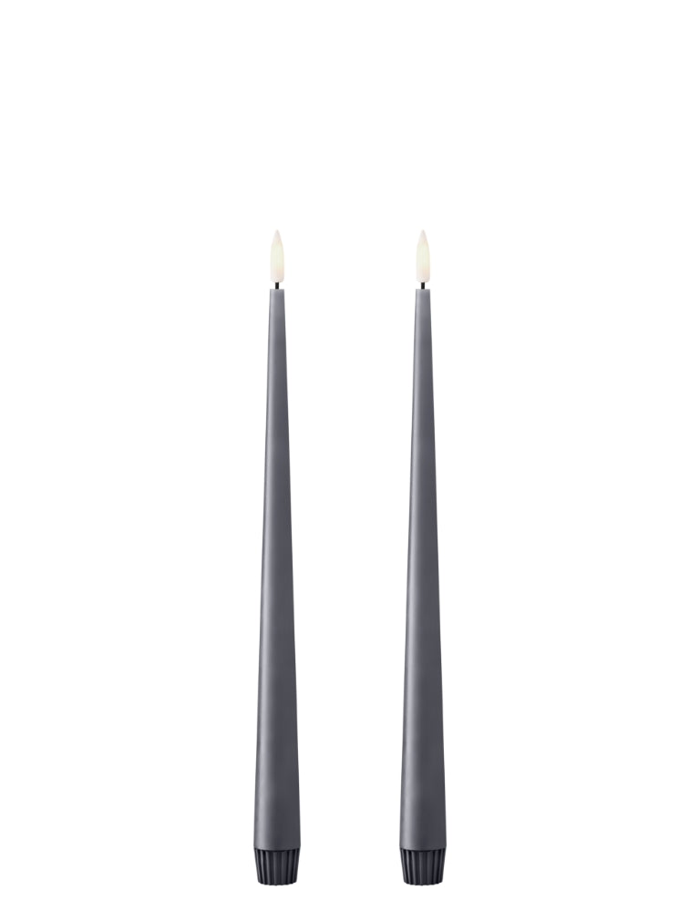 Ester & Erik LED Taper Candles 2 pcs - Dark Slate