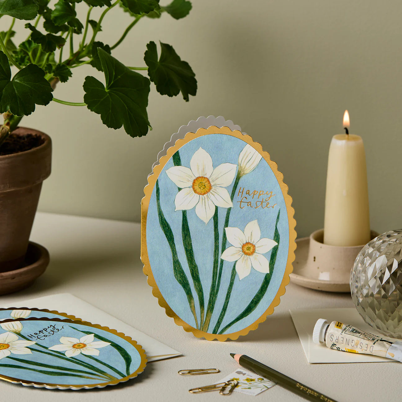Narcissus 'Happy Easter' Greetings Card