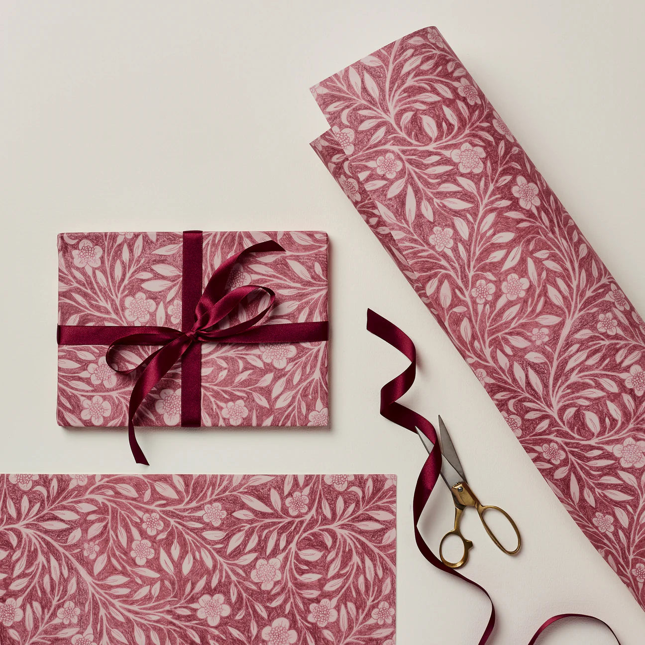 Pink Flora Patterned Sheet Paper