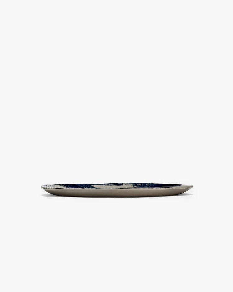 Dinner plate varied designs beige - blue Sophia