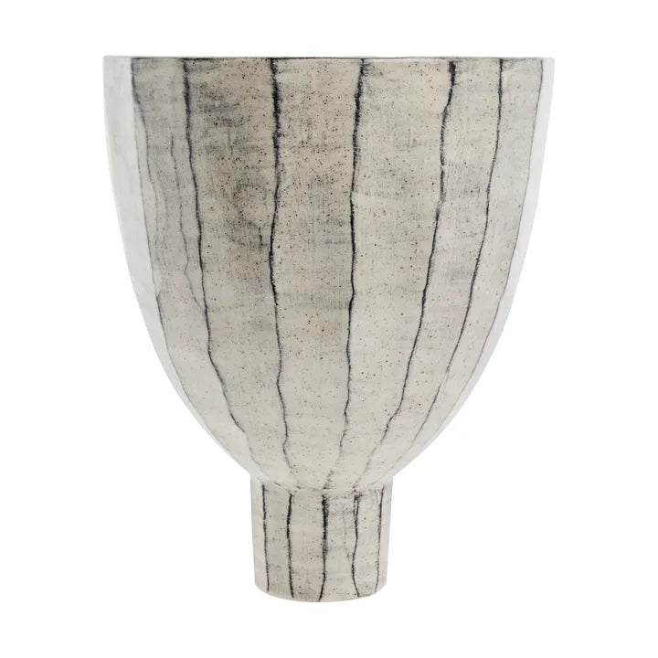 Cream with Black Stipe Bowl/Vase