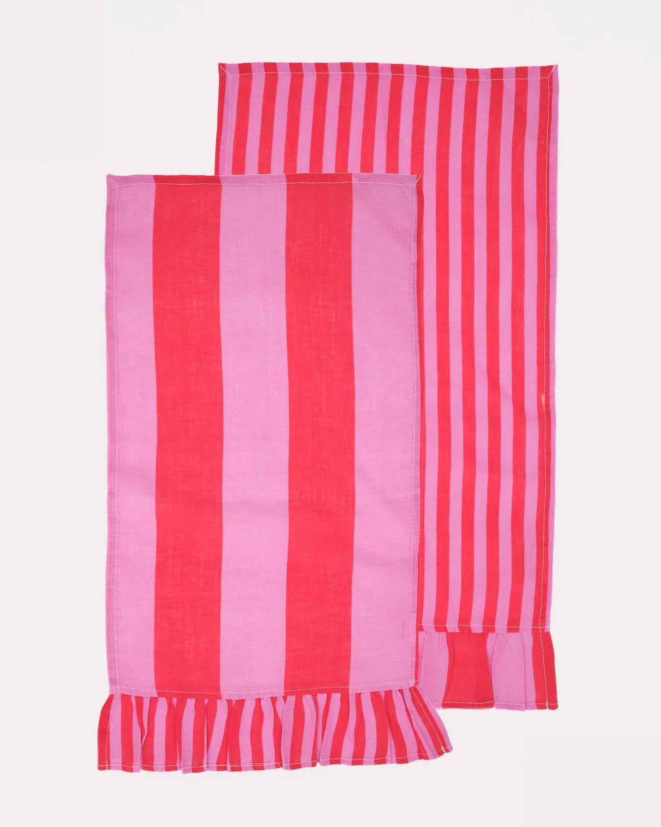 Amuse la Bouche Hand Towel set of 2 Fuchsia Stripe