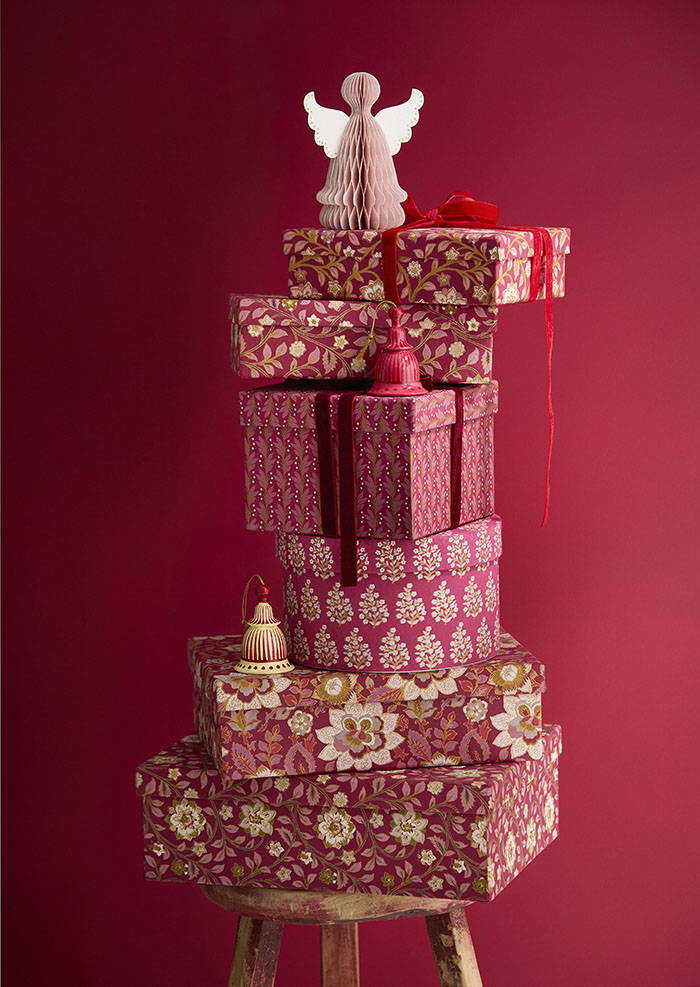 Papier Mâché Bells 8cm Gaya Cerise