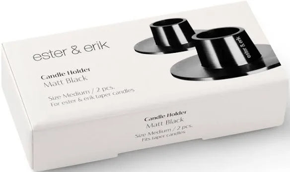 Ester and Erik Candle Holders 2pc - Matt Black Medium