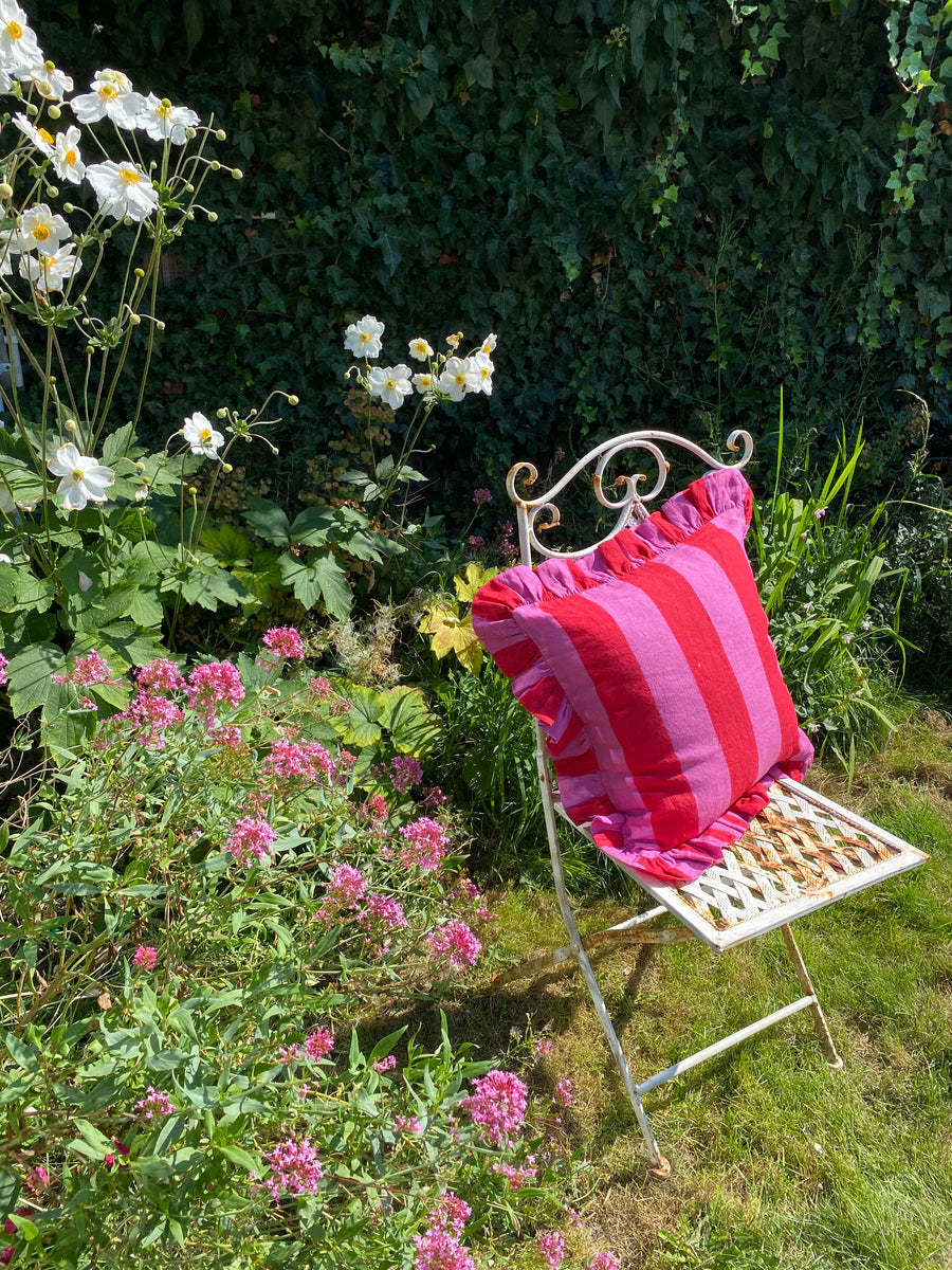 Amuse La Bouche Ruffle Cushion - Cerise + Fuchsia Extra Wide