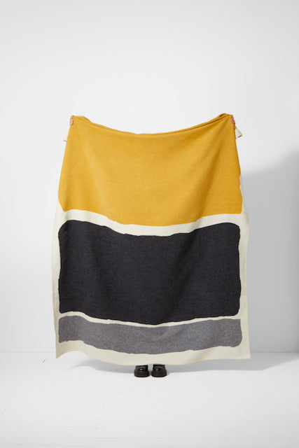 Ian Mankin Cotton Throw Charcoal/Ochre