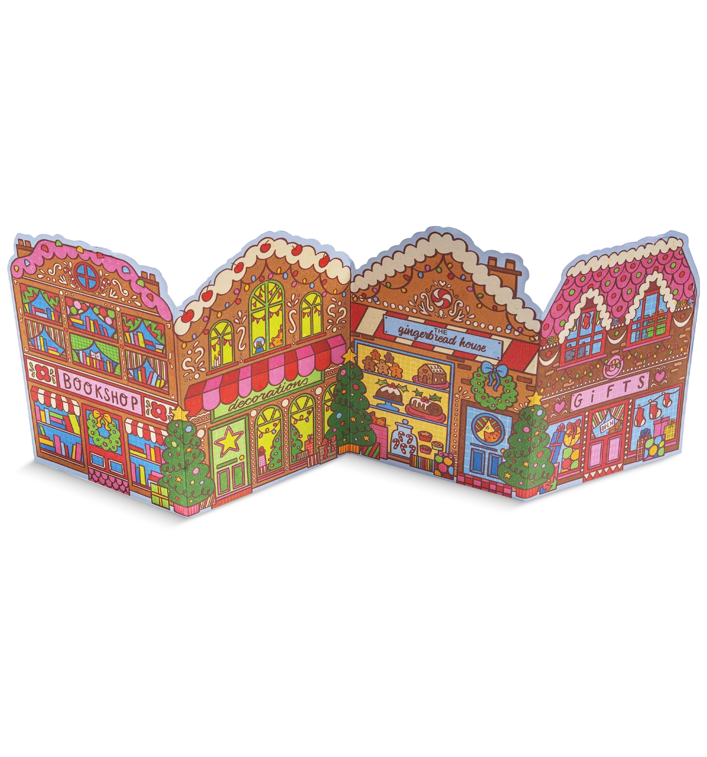 Gingerbread Street Fold Out Concertina Christmas Card