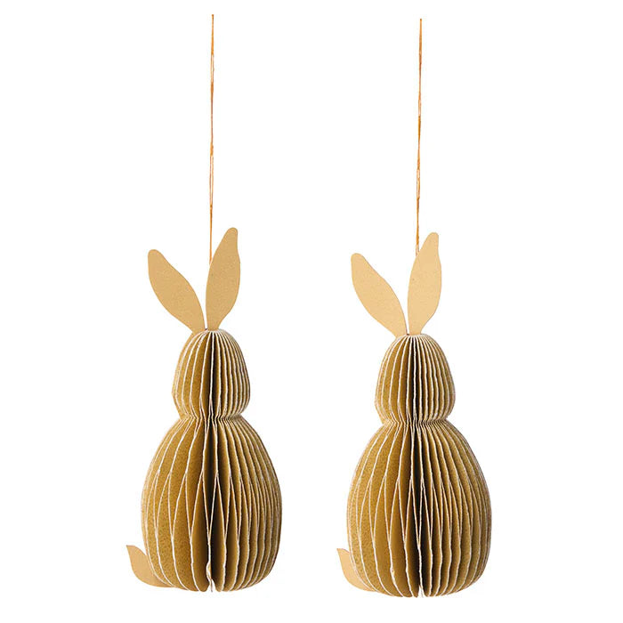 Honeycomb Hares H10cm Cashmere S/2pcs
