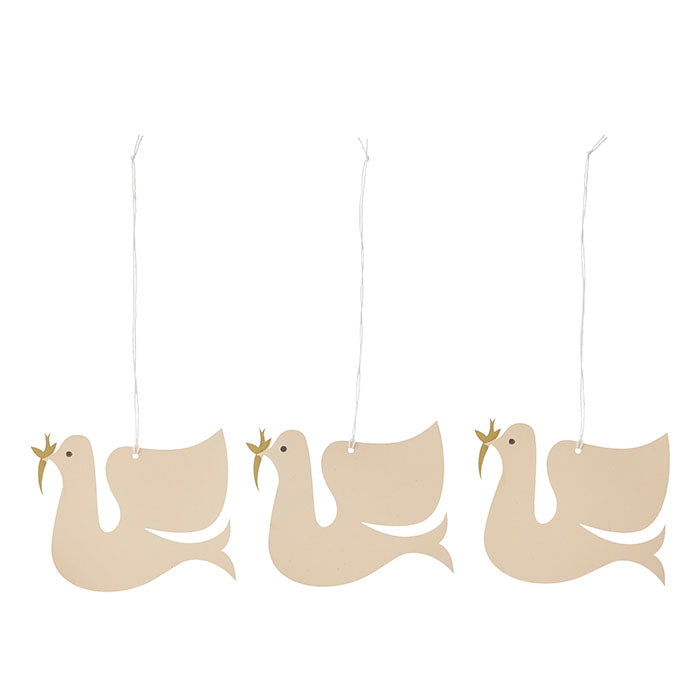 Paper Ornaments Doves H6cm Desert
