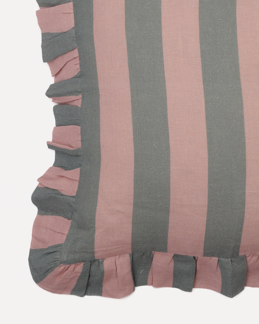 Amuse La Bouche Ruffle Cushion - Sage + Blush Stripe