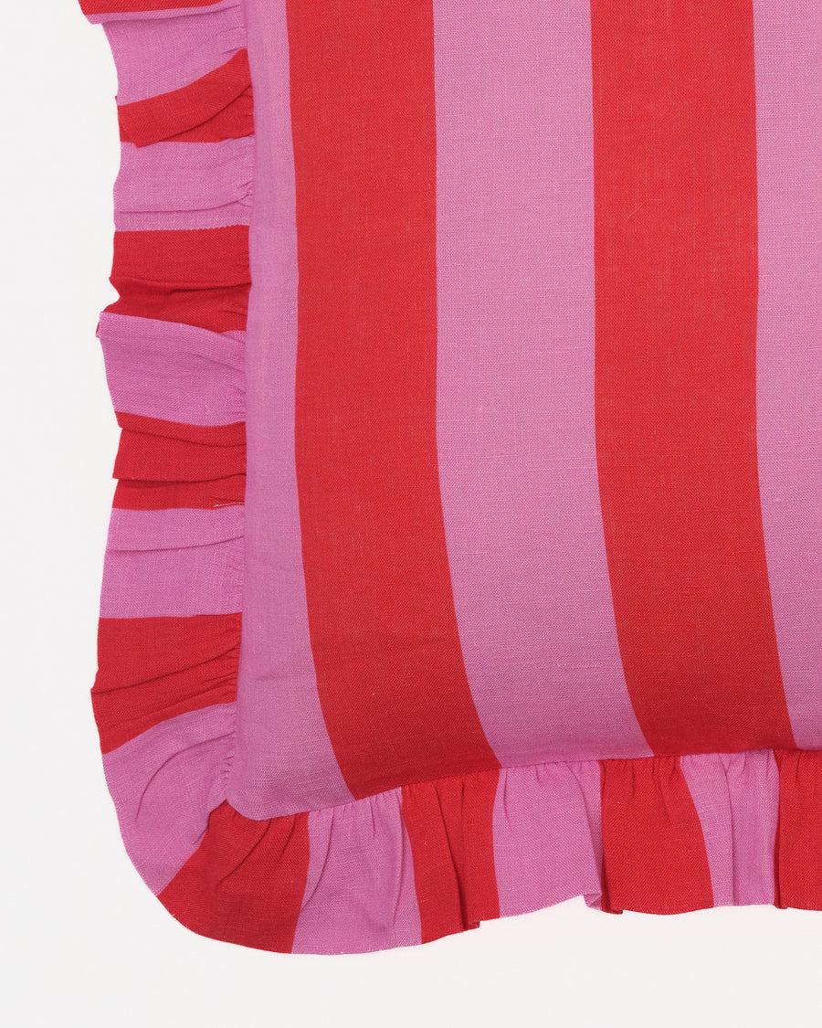 Amuse La Bouche Ruffle Cushion - Cerise + Fuchsia Extra Wide