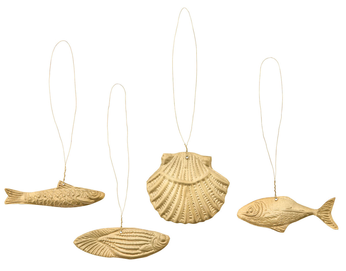 Brass Ornaments Marine / Golden S/4pcs
