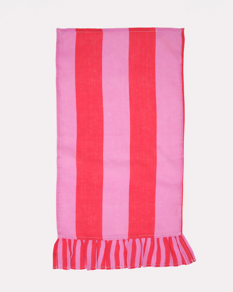 Amuse la Bouche Hand Towel set of 2 Fuchsia Stripe