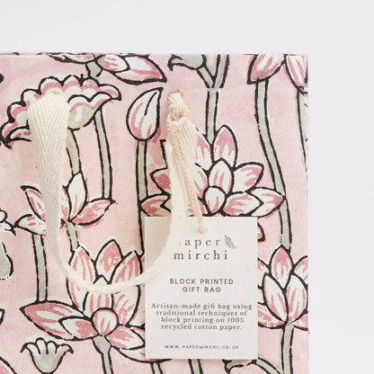 Hand Block Printed Gift Bags (Small) - Pink Earth Collection