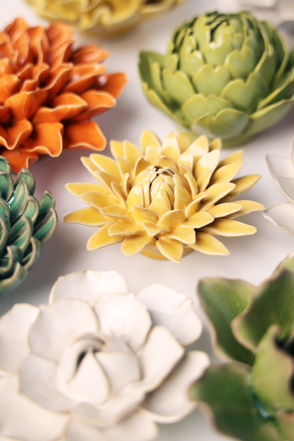 Ceramic Flower - English Garden Canary Yellow