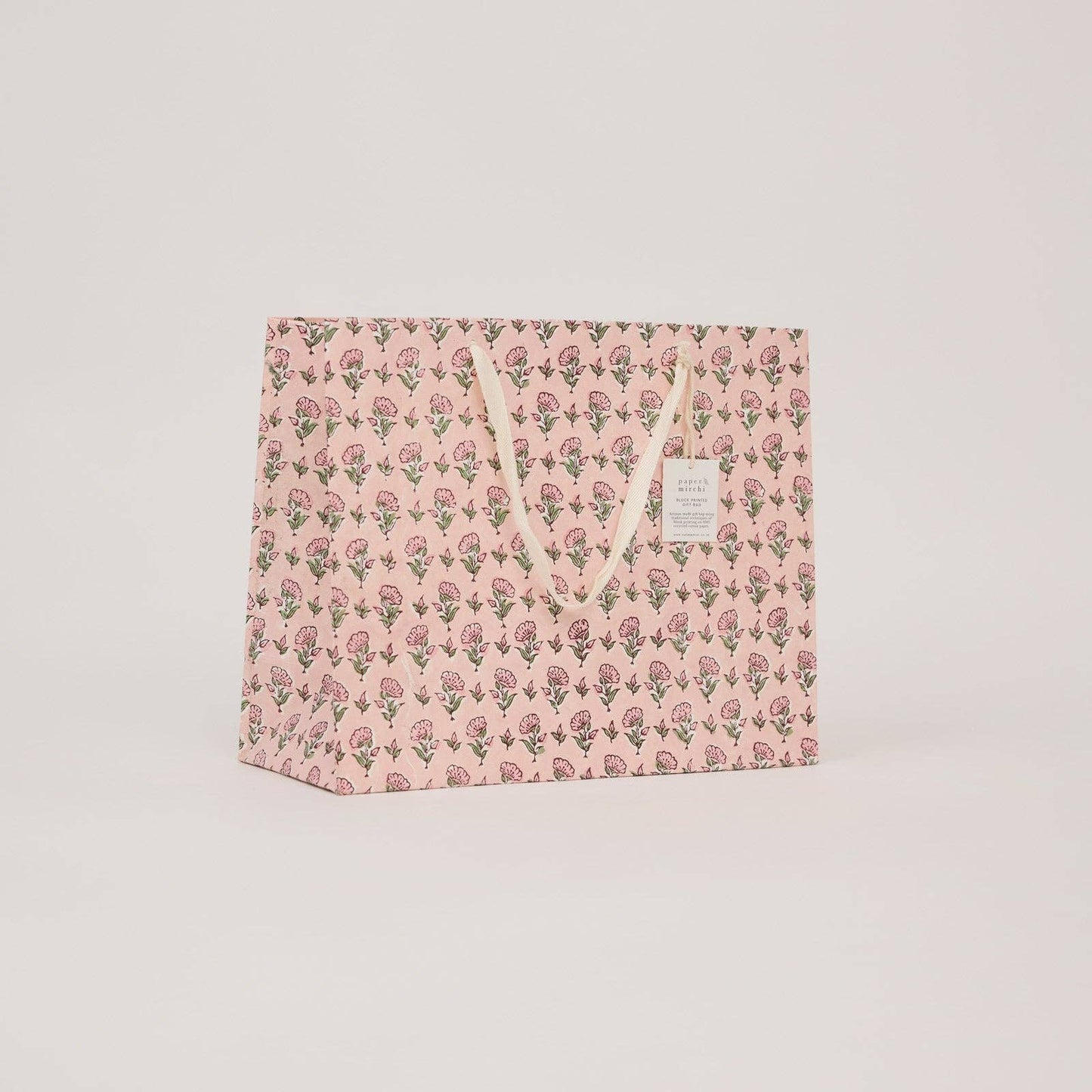 Hand Block Printed Gift Bags (Large) - Blush Refresh Collection