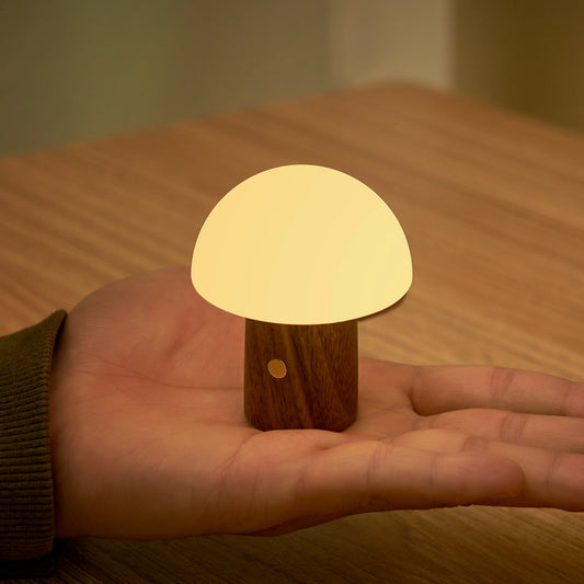 Alice Mushroom Lamp - Super Mini  - Walnut