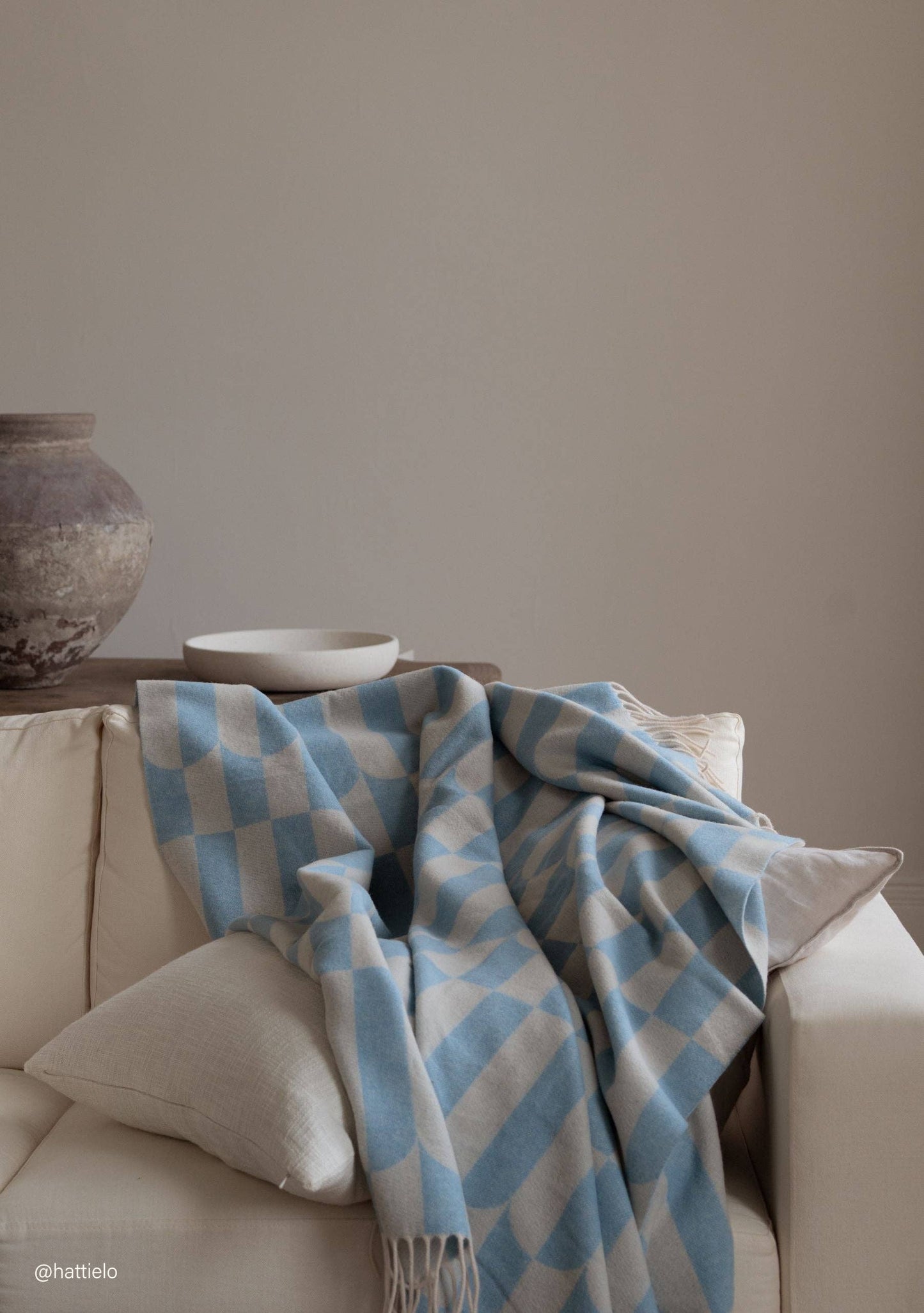 Lambswool Blanket in Blue Geo