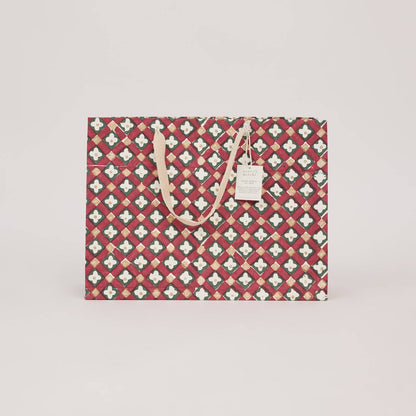Block Printed Gift Bags (Large) - Traditional Christmas