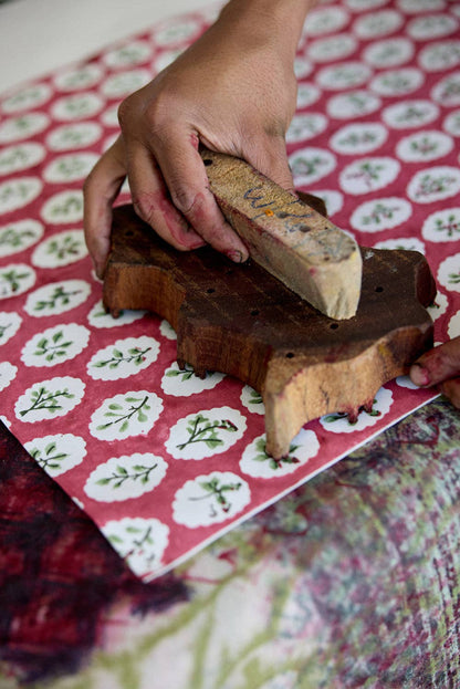Block Printed Gift Bags (Small) - Christmas Pudding