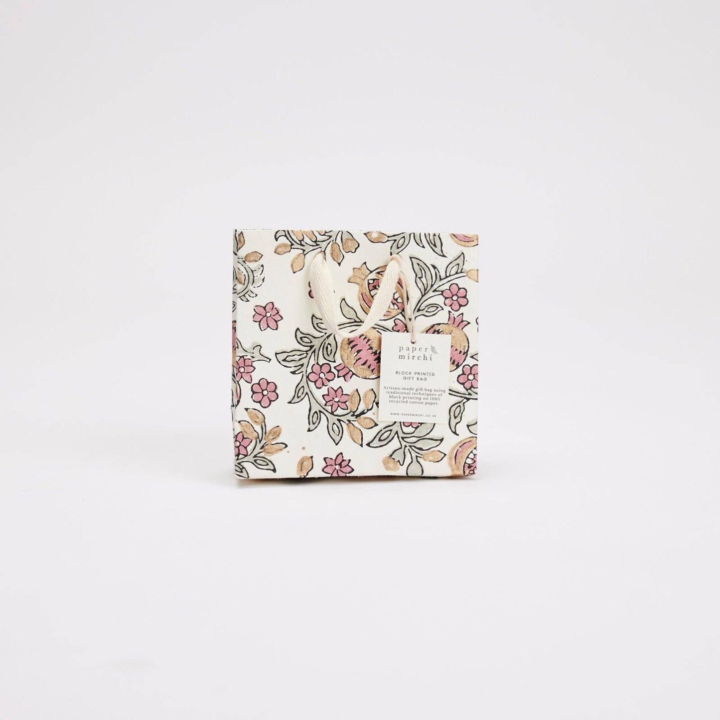 Hand Block Printed Gift Bags (Small) - Pink Earth Collection