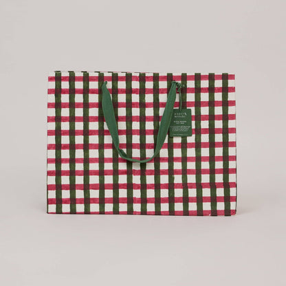 Block Printed Gift Bags (Large) - Holly Green