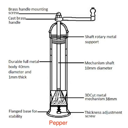 Alexander Handcrafted Brass Pepper Mill
