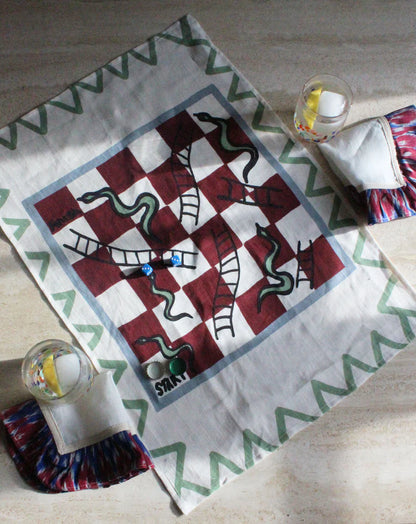 Amuse la Bouche Linen Tea Towel - Snakes + Ladders