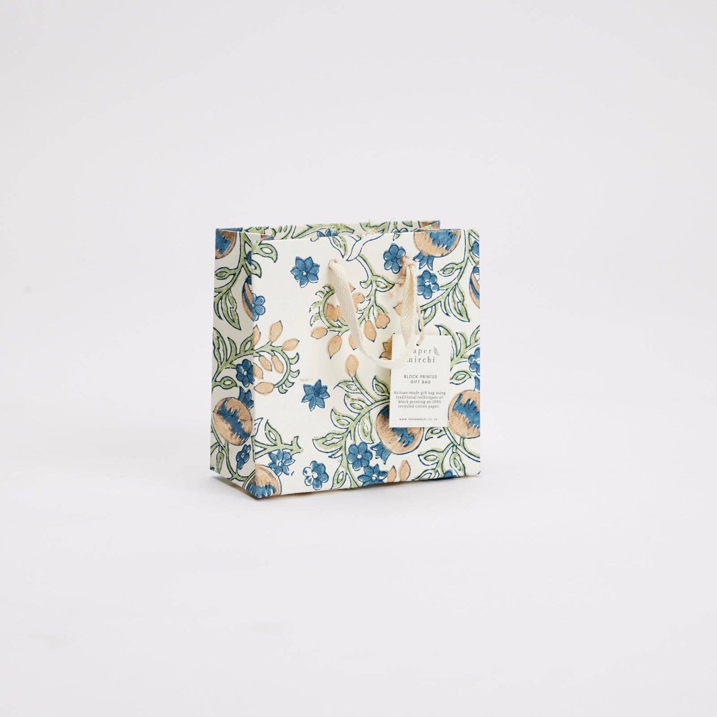 Hand Block Printed Gift Bags (Small) - Indigo Collection