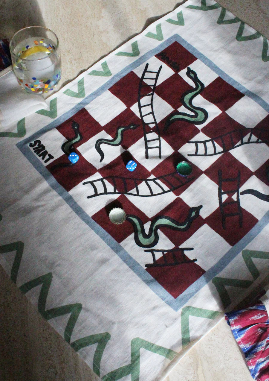 Amuse la Bouche Linen Tea Towel - Snakes + Ladders
