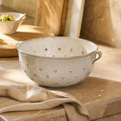 Ithaca Colander - Stoneware, White