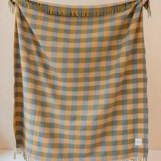 Recycled Wool Throw - Sage Gingham