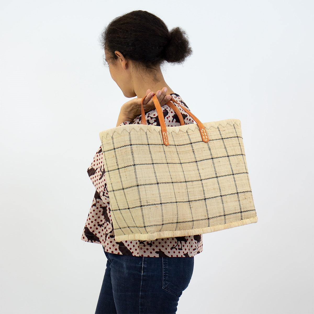 Raffia Checked Bag - Small