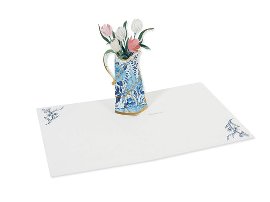 Thinking of you, sympathy card with pop-up Vase- Kintsugi