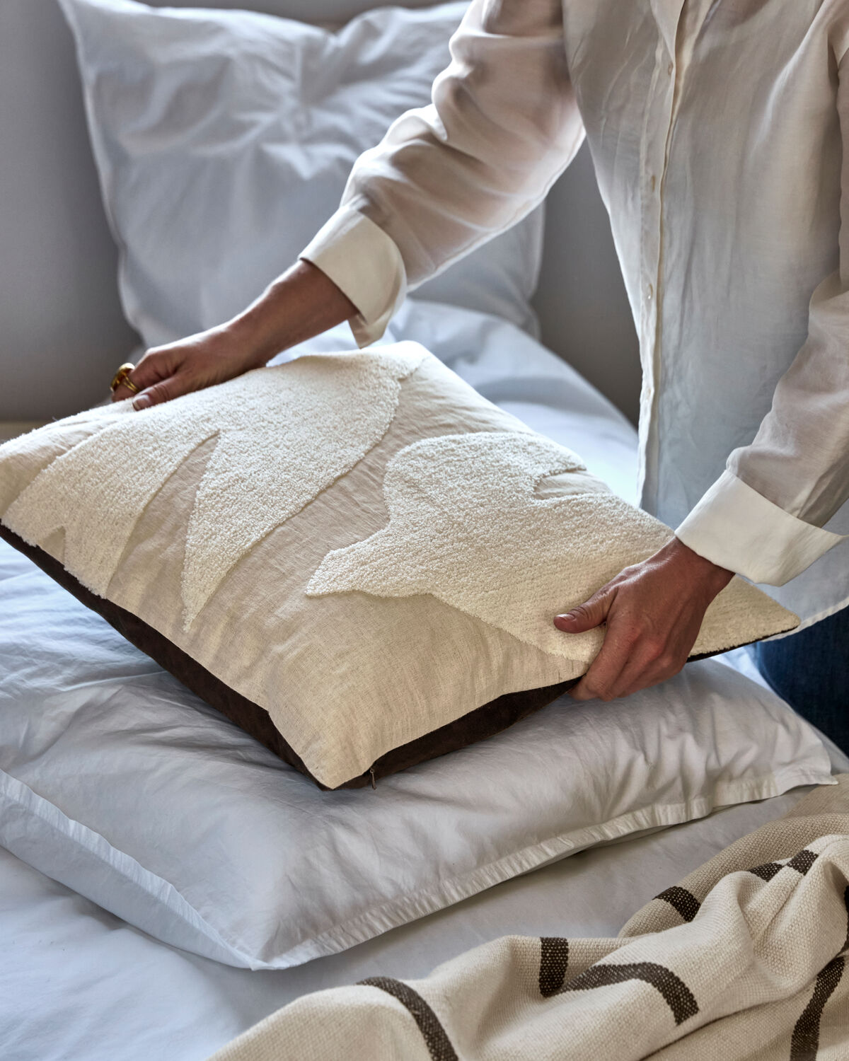 Bird Embroidered Cushion